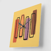 Horloge Carrée L'Art Abstrait Rétro Atomique 'Piliers' (Angle)