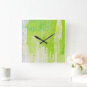 Horloge Carrée l'art abstrait vert citron (Maison)