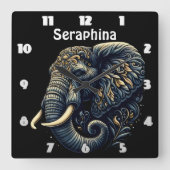 Horloge Carrée L'art complexe de l'éléphant (Recto)