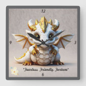 Horloge Carrée "L'art du dragon amical" (Recto)