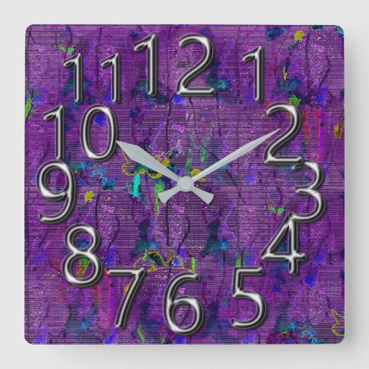 Horloge Carrée L'Art-du-Temps_Splatter-Cloth-Purple-Chrome (Recto)