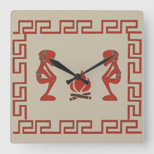 Horloge Carrée L'art tribal africain Abstrait