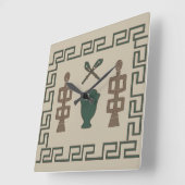 Horloge Carrée L'art tribal africain Abstrait (Angle)