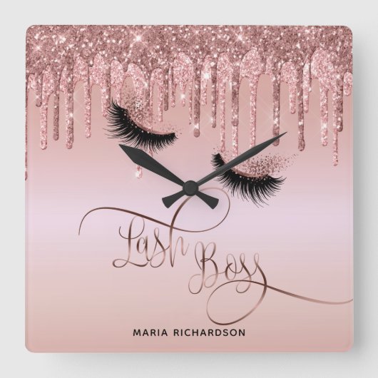 Horloge Carrée Lash Boss Makeup Eyebrow Eyes Lashes Dripping Gold (Recto)