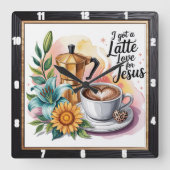 Horloge Carrée Latte Love Jesus Coffee (Recto)