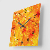 Horloge Carrée L'automne de l'automne laisse Orange (Angle)