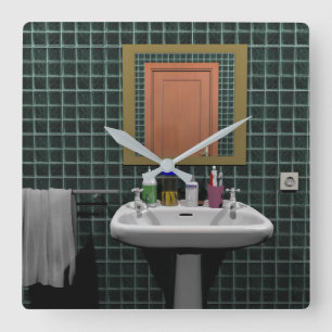 Horloge Carrée Lavabo en place de bain