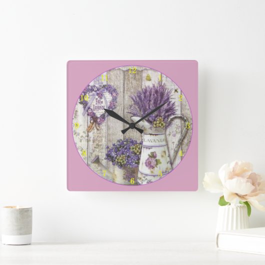 Horloge Carrée Lavande (Maison)