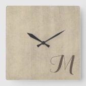 Horloge Carrée Laver de chaux beige luxueux Monogramme (Recto)