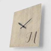 Horloge Carrée Laver de chaux beige luxueux Monogramme (Angle)