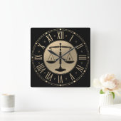 Horloge Carrée LAW | Scales of Justice (Maison)