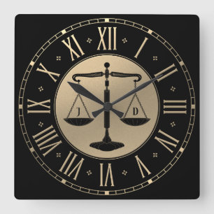 Horloge Carrée LAW   Scales of Justice