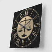 Horloge Carrée LAW | Scales of Justice (Angle)