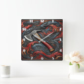 Horloge Carrée L'Ax de pompier complexe au milieu des conceptions (Maison)