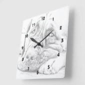 Horloge Carrée Lazy Mastiff (Angle)