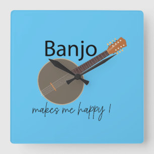 Horloge Carrée Le banjo me rend heureux
