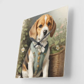 Horloge Carrée Le beagle Lover (Angle)