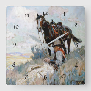 Horloge Carrée « Le Berger » Art occidental de Philip R Goodwin