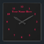 Horloge Carrée Le Black Red<br><div class="desc">Belles couleurs personnalisées Horloge - Choisissez / ajoutez votre arrière - plan favori et les couleurs de nombre / police / taille ! Redimensionnez et déplacez ou supprimez et ajoutez du texte / des éléments avec l'outil de personnalisation. Conception par MIGNED. S'il vous plaît voir mes autres projets / dessins...</div>
