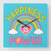 Horloge Carrée Le bonheur est Power Rainbow (Recto)
