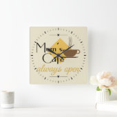 Horloge Carrée Le café de maman toujours ouvert (Maison)