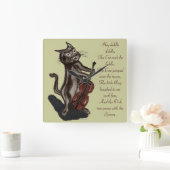 Horloge Carrée Le chat et la brosse (Maison)