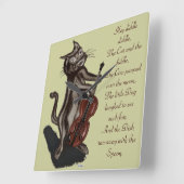 Horloge Carrée Le chat et la brosse (Angle)