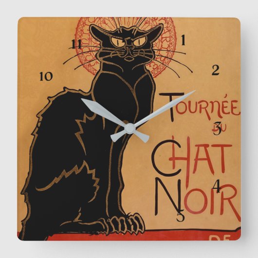 Horloge Carrée “Le Chat Noir” de Theophile Steinlen (Recto)