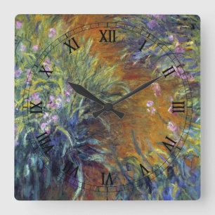 Horloge Carrée Le chemin à travers les Irises par Claude Monet