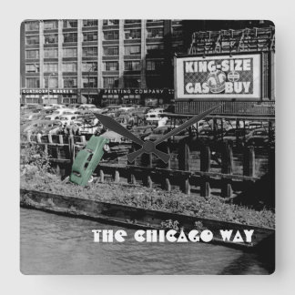 HORLOGE CARRÉE LE CHICAGO WAY ANCIEN COLORSPLASH MOTORISTE ET COL