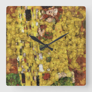 Horloge Carrée Le Citron Baiser Légumes Découpage Spoof Art