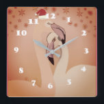 Horloge Carrée Le Clock de Flamingo Birds<br><div class="desc">Le Clock de Flamingo Birds</div>