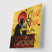 Horloge Carrée Le Conversation Noir et Café Noir (Angle)