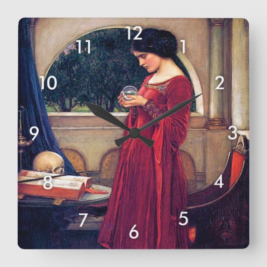 Horloge Carrée Le Crystal Ball, John William Waterhouse (Recto)
