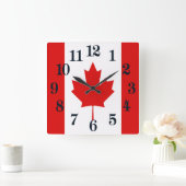 Horloge Carrée Le Drapeau de la Maple Leaf du Canada (Maison)