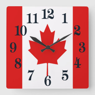 Horloge Carrée Le Drapeau de la Maple Leaf du Canada