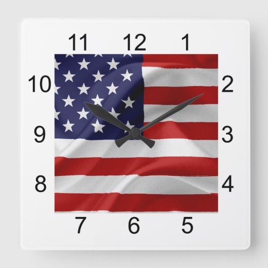Horloge Carrée Le drapeau des États-Unis d'Amérique (Recto)