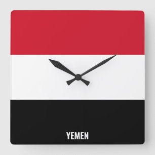 Horloge Carrée Le drapeau du Yémen éblouissant patriotique
