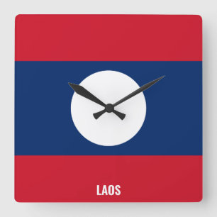 Horloge Carrée Le Drapeau Laos Éblouissant Patriotique