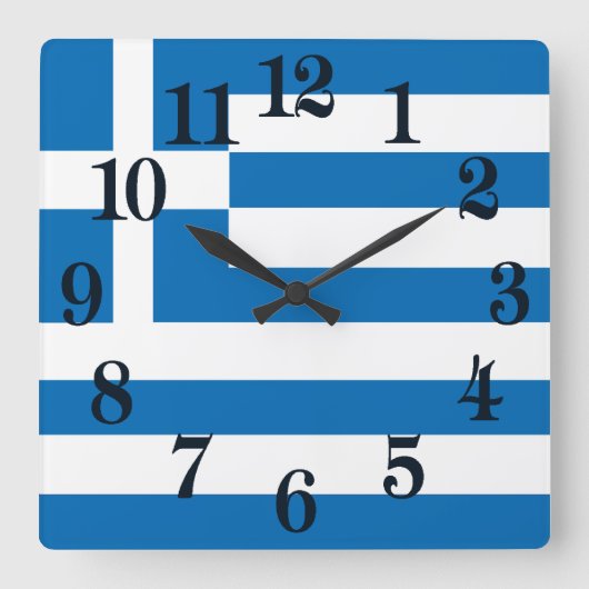 Horloge Carrée Le drapeau national de la Grèce (Recto)