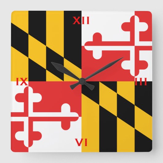 Horloge Carrée Le drapeau officiel de l'état du Maryland (Recto)