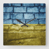 Horloge Carrée Le drapeau ukrainien sur le mur (Recto)