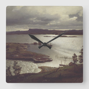 Horloge Carrée Le fjord de Sandvik par Hans Gude