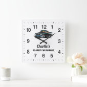 Horloge Carrée Le garage classique de Charlie (Maison)