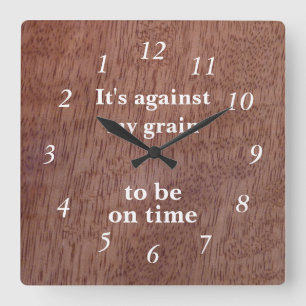 Horloge Carrée Le grain en bois drôle synchronisent vers