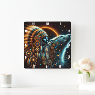 Horloge Carrée Le lien entre l'esprit et la nature chez les Indie