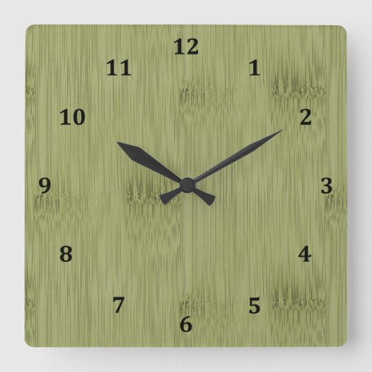 Horloge Carrée Le look du bambou dans la mousse d'olive Le grain  (Recto)