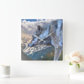 HORLOGE CARRÉE LE LOUP SEUL SURPLORE LA LIBERTÉ (Maison)