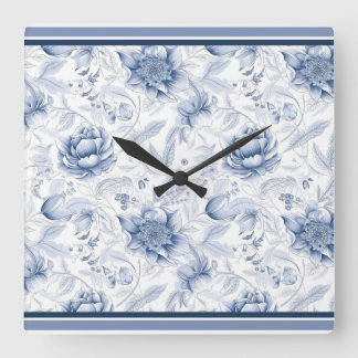 Horloge Carrée Le modèle floral Royal Blue Porcelain Vol.1