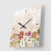 Horloge Carrée Le Mur de Flowers (Angle)